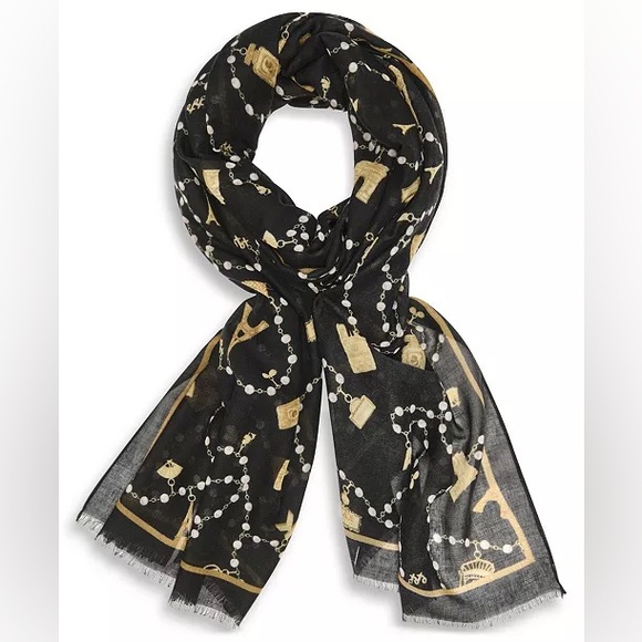 Karl Lagerfeld Accessories - Karl Lagerfeld Pearls and Paris Charms Pattern Oversized Neck Wrap